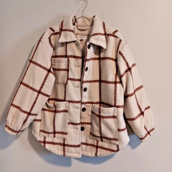 Universal Thread Jackets & Blazers - Universal Thread Women's Oversized Wool Jacket Size L Large Cream Plaid